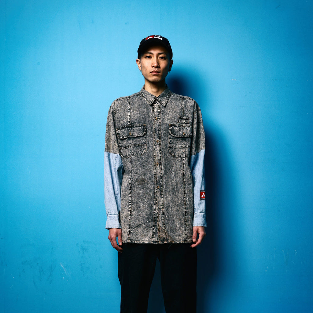 REMAKE MIX SLEEVE DENIM SHIRT